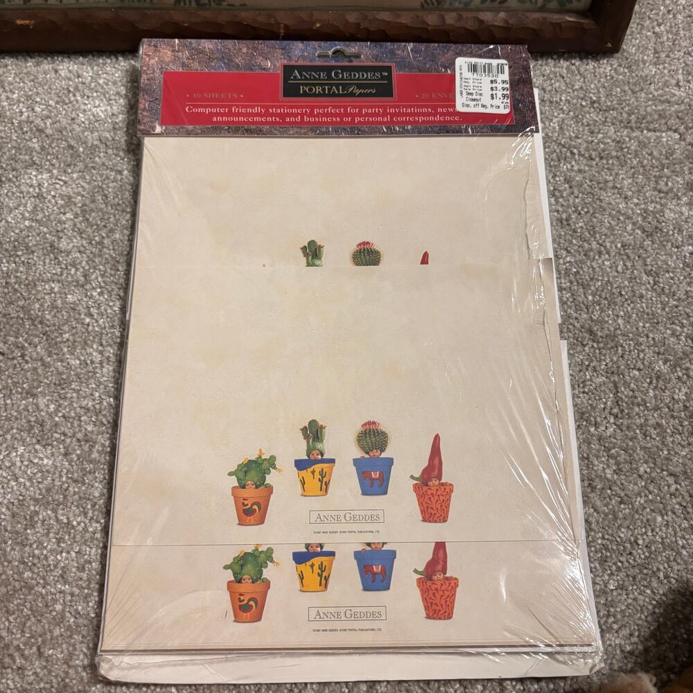 Vintage Anne Geddes Stationary Set 10 sheets 20 envelopes 1987 Nostalgia